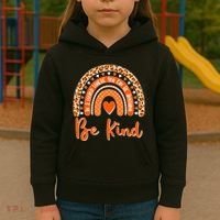 Cute Be Kind Wear Orange Rainbow Kids Hoodie thumb 3