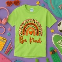 Cute Be Kind Wear Orange Rainbow Kids T-Shirt thumb 3