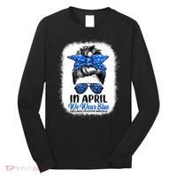 Cute Be Kind Blue Sunflower Child Abuse Prevention Awareness Long Sleeve Shirt thumb 0