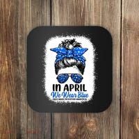Cute Be Kind Blue Sunflower Child Abuse Prevention Awareness Coaster thumb 0