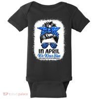 Cute Be Kind Blue Sunflower Child Abuse Prevention Awareness Baby Bodysuit thumb 0