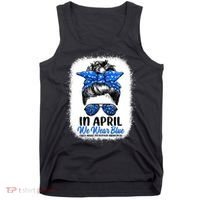 Cute Be Kind Blue Sunflower Child Abuse Prevention Awareness Tank Top thumb 0