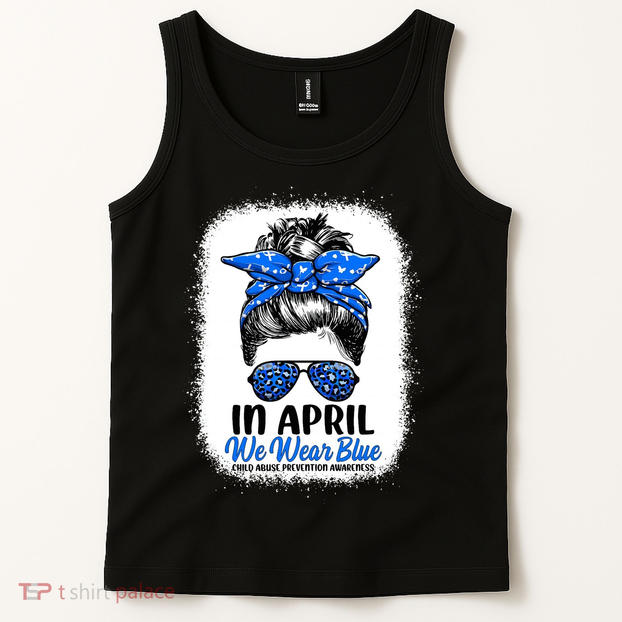 Cute Be Kind Blue Sunflower Child Abuse Prevention Awareness Tank Top