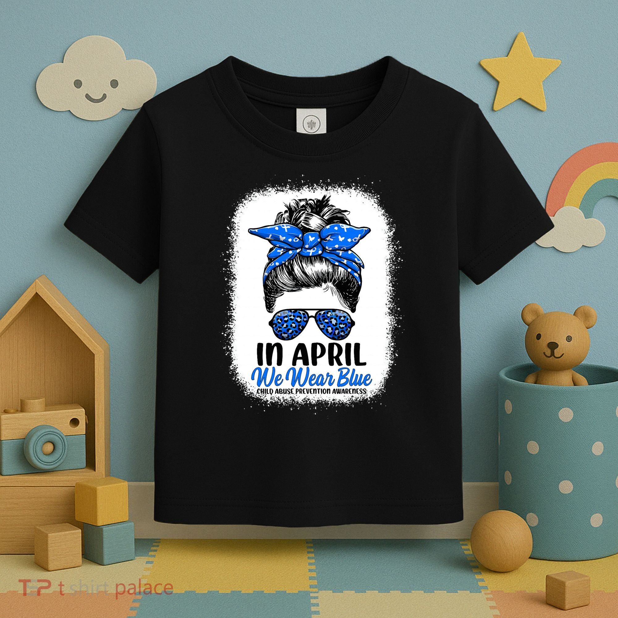 Cute Be Kind Blue Sunflower Child Abuse Prevention Awareness Toddler T-Shirt
