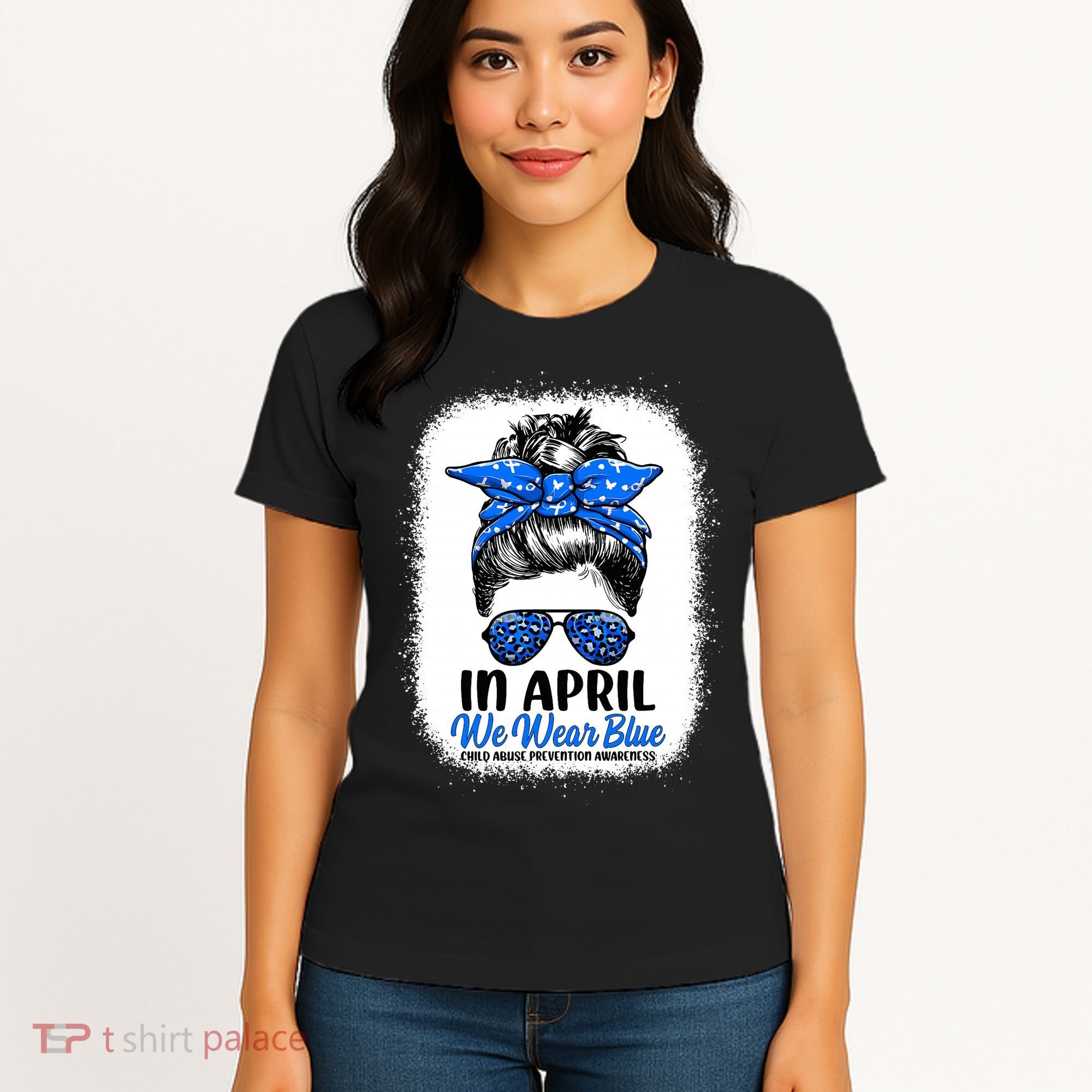 Cute Be Kind Blue Sunflower Child Abuse Prevention Awareness Women's T-Shirt