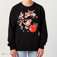 Cherry Blossom Koi Carp Fish Japanese Sakura Graphic Art Women's Sweatshirt thumb 0