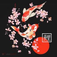 Cherry Blossom Koi Carp Fish Japanese Sakura Graphic Art Womens Funnel Neck Pullover Hood thumb 2