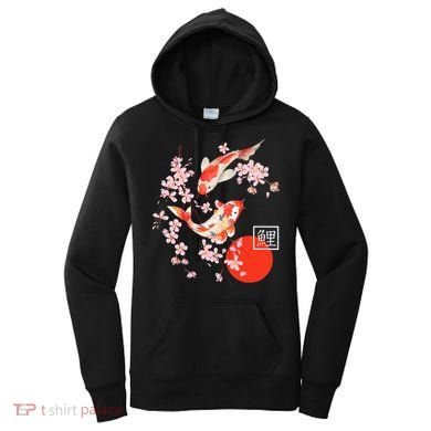 Cherry Blossom Koi Carp Fish Japanese Sakura Graphic Art Women's Hoodie