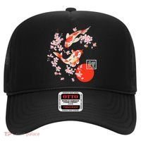 Cherry Blossom Koi Carp Fish Japanese Sakura Graphic Art Hat thumb 0