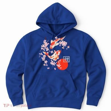 Cherry Blossom Koi Carp Fish Japanese Sakura Graphic Art Hoodie
