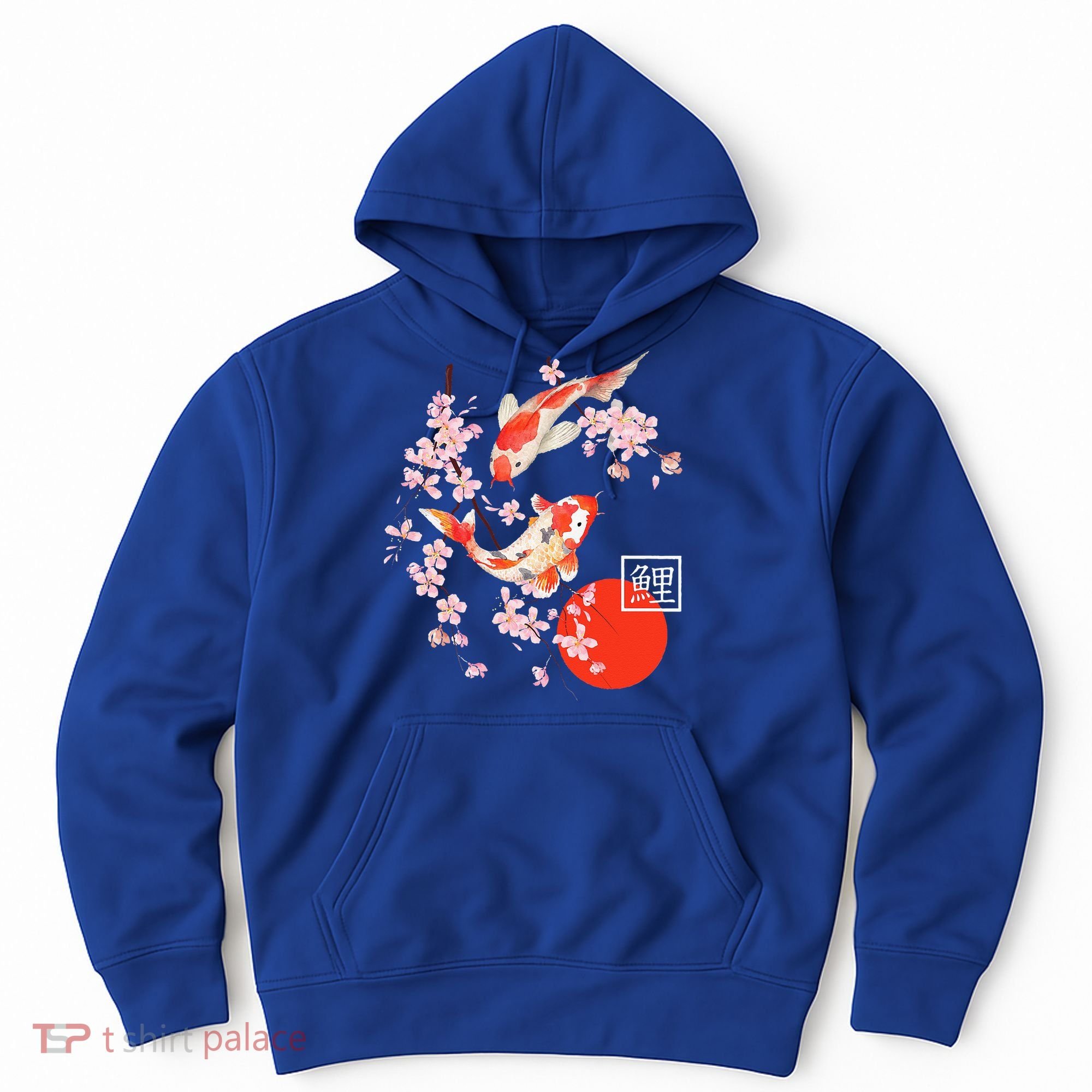 Cherry Blossom Koi Carp Fish Japanese Sakura Graphic Art Hoodie