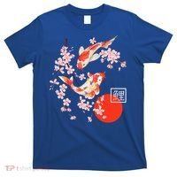 Cherry Blossom Koi Carp Fish Japanese Sakura Graphic Art T-Shirt thumb 0