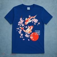 Cherry Blossom Koi Carp Fish Japanese Sakura Graphic Art T-Shirt thumb 5