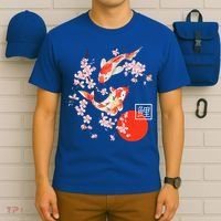 Cherry Blossom Koi Carp Fish Japanese Sakura Graphic Art T-Shirt thumb 6