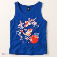 Cherry Blossom Koi Carp Fish Japanese Sakura Graphic Art Tank Top thumb 2