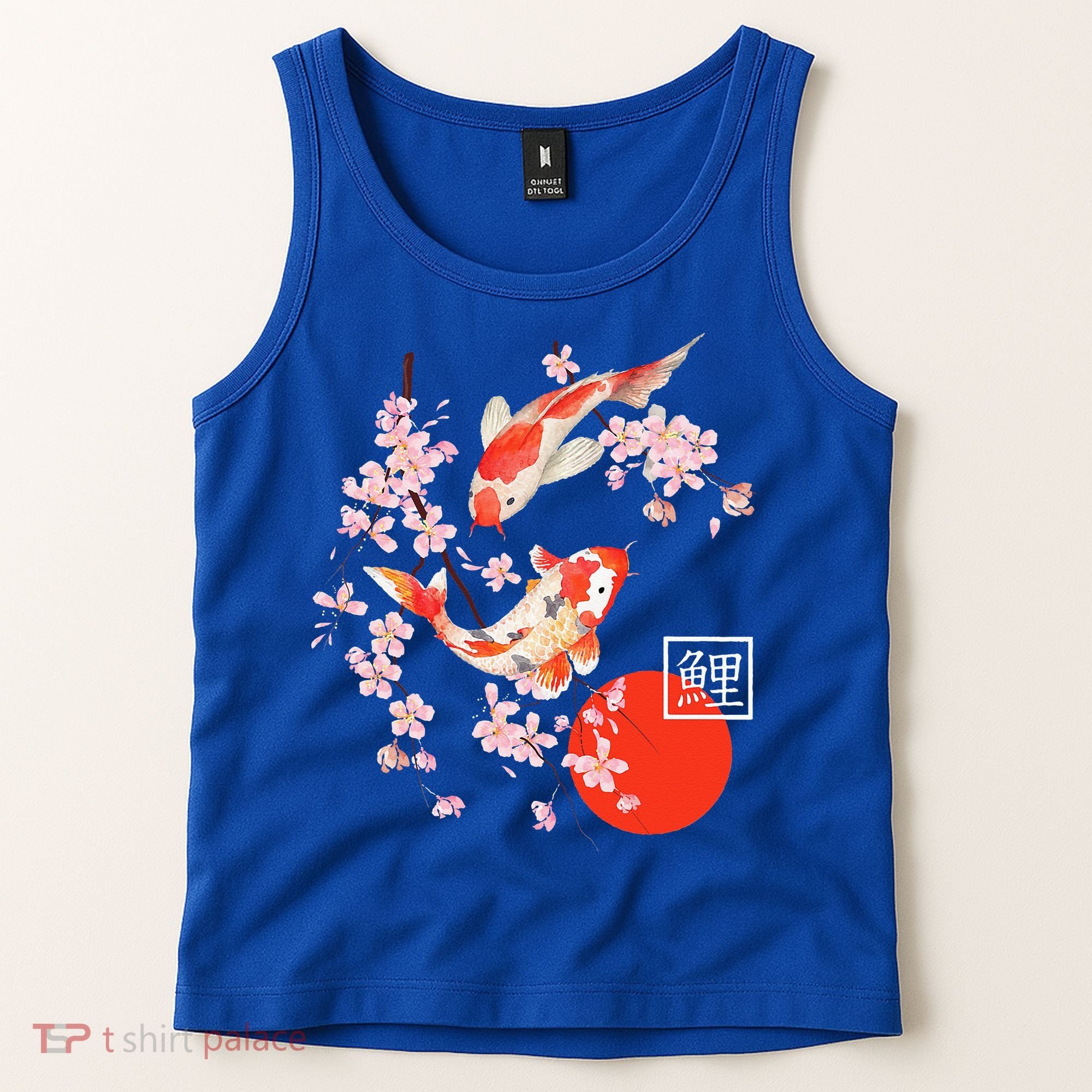 Cherry Blossom Koi Carp Fish Japanese Sakura Graphic Art Tank Top