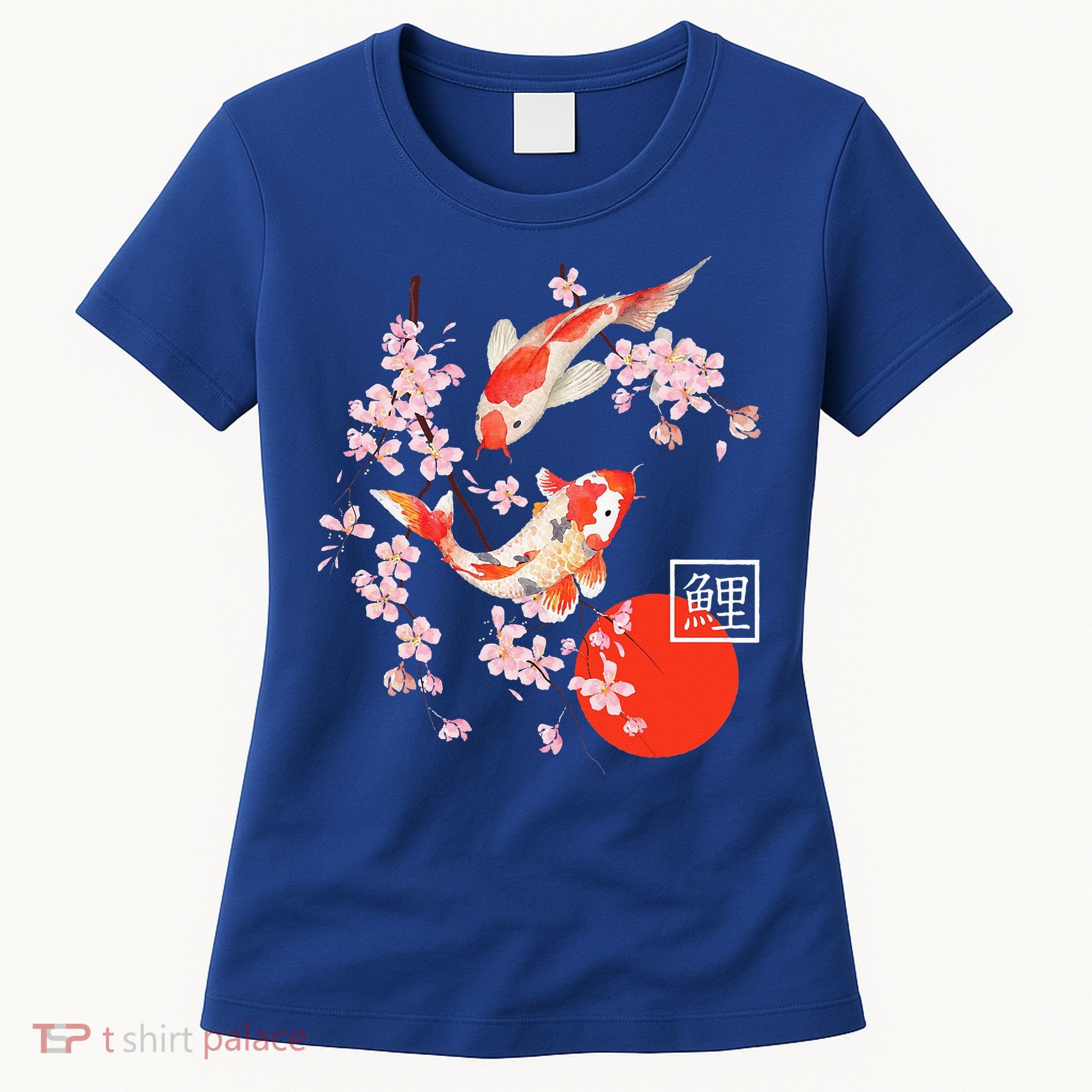Cherry Blossom Koi Carp Fish Japanese Sakura Graphic Art Women's T-Shirt