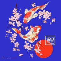 Cherry Blossom Koi Carp Fish Japanese Sakura Graphic Art Kids Sweatshirt thumb 2