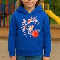 Cherry Blossom Koi Carp Fish Japanese Sakura Graphic Art Kids Hoodie thumb 3