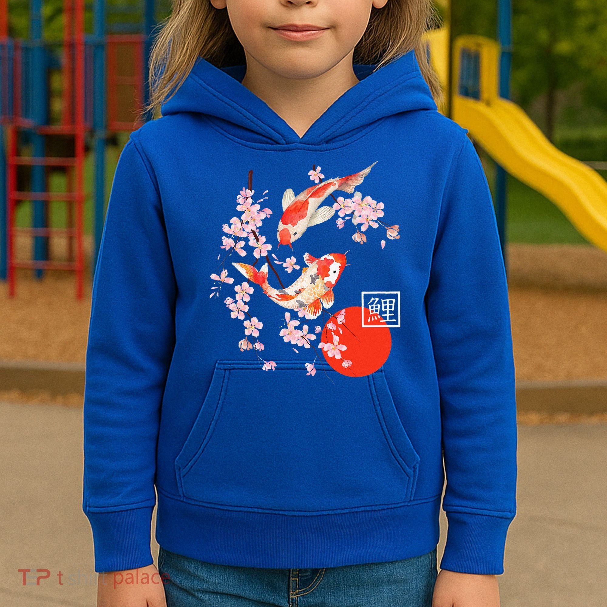 Cherry Blossom Koi Carp Fish Japanese Sakura Graphic Art Kids Hoodie