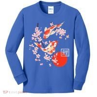 Cherry Blossom Koi Carp Fish Japanese Sakura Graphic Art Kids Long Sleeve Shirt thumb 0