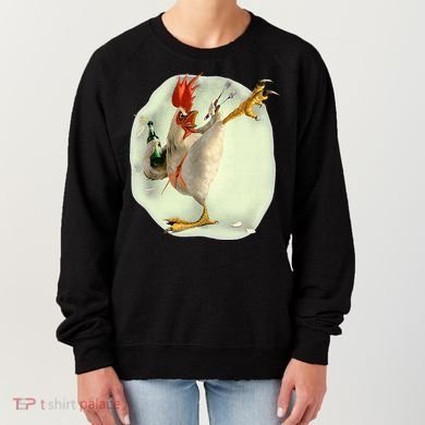 Chicken Beer Karate Kick Cool Chicken Funny Chicken Farmer Women's Sweatshirt