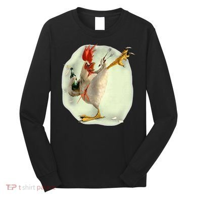 Chicken Beer Karate Kick Cool Chicken Funny Chicken Farmer Long Sleeve Shirt