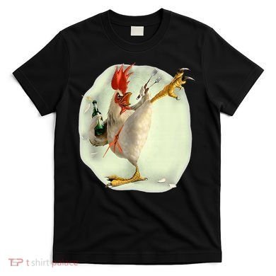 Chicken Beer Karate Kick Cool Chicken Funny Chicken Farmer T-Shirt