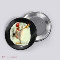 Chicken Beer Karate Kick Cool Chicken Funny Chicken Farmer Button thumb 0