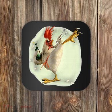 Chicken Beer Karate Kick Cool Chicken Funny Chicken Farmer Coaster