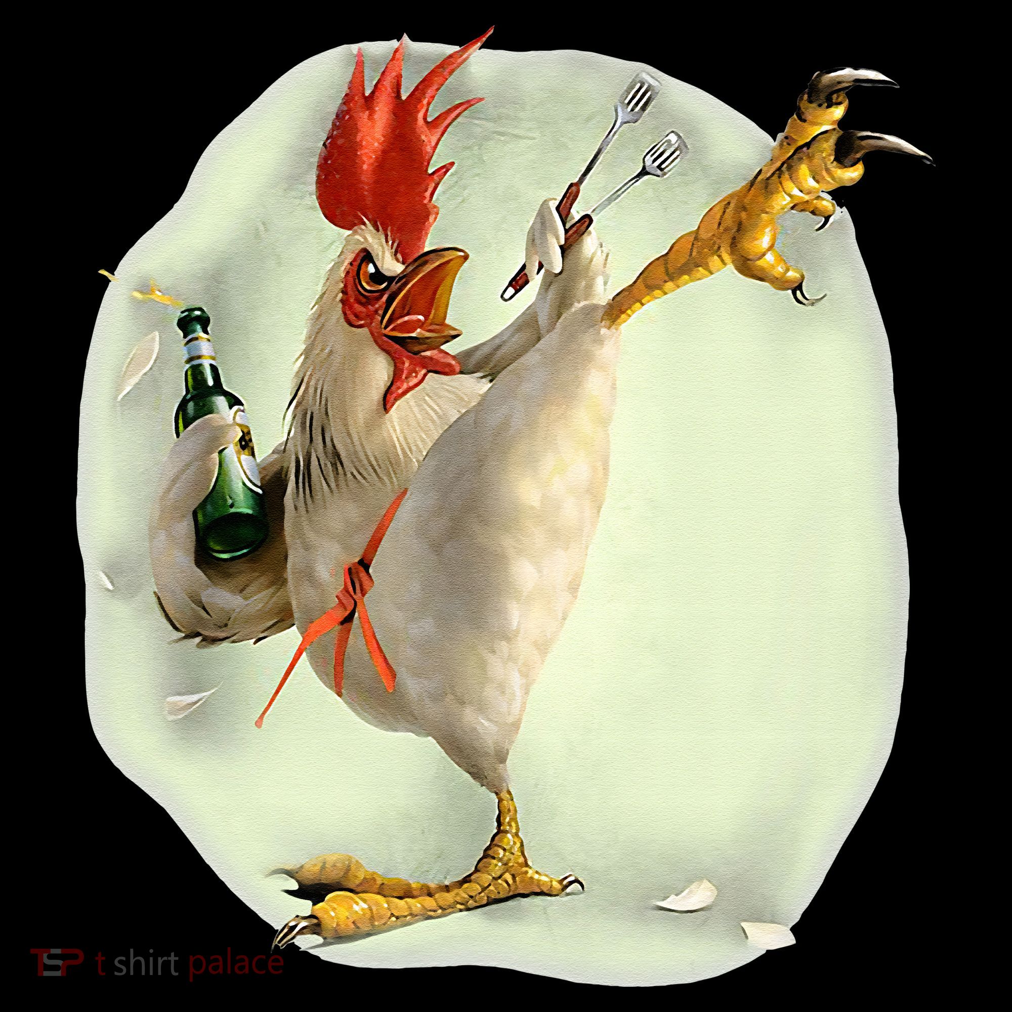 Chicken Beer Karate Kick Cool Chicken Funny Chicken Farmer Women's Hoodie