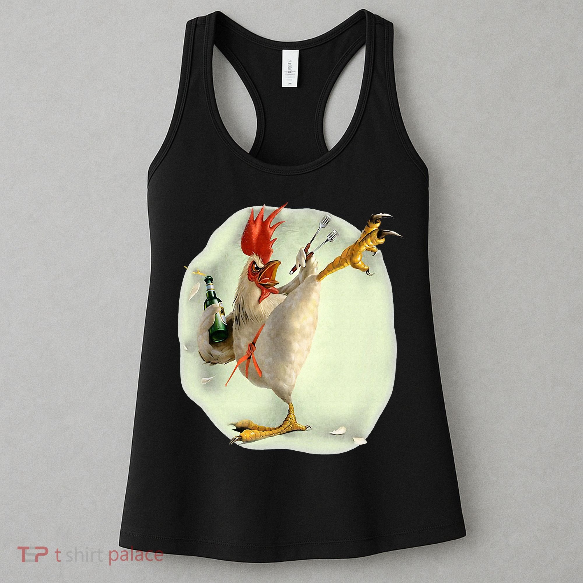 Chicken Beer Karate Kick Cool Chicken Funny Chicken Farmer Women's Tank Top