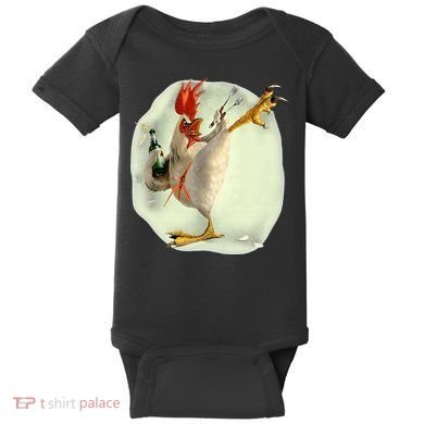 Chicken Beer Karate Kick Cool Chicken Funny Chicken Farmer Baby Bodysuit