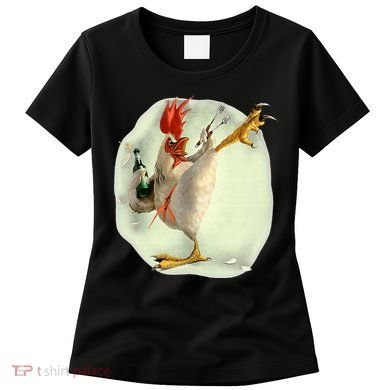 Chicken Beer Karate Kick Cool Chicken Funny Chicken Farmer Women's T-Shirt