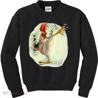 Chicken Beer Karate Kick Cool Chicken Funny Chicken Farmer Kids Sweatshirt thumb 0