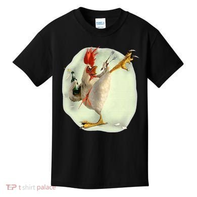 Chicken Beer Karate Kick Cool Chicken Funny Chicken Farmer Kids T-Shirt