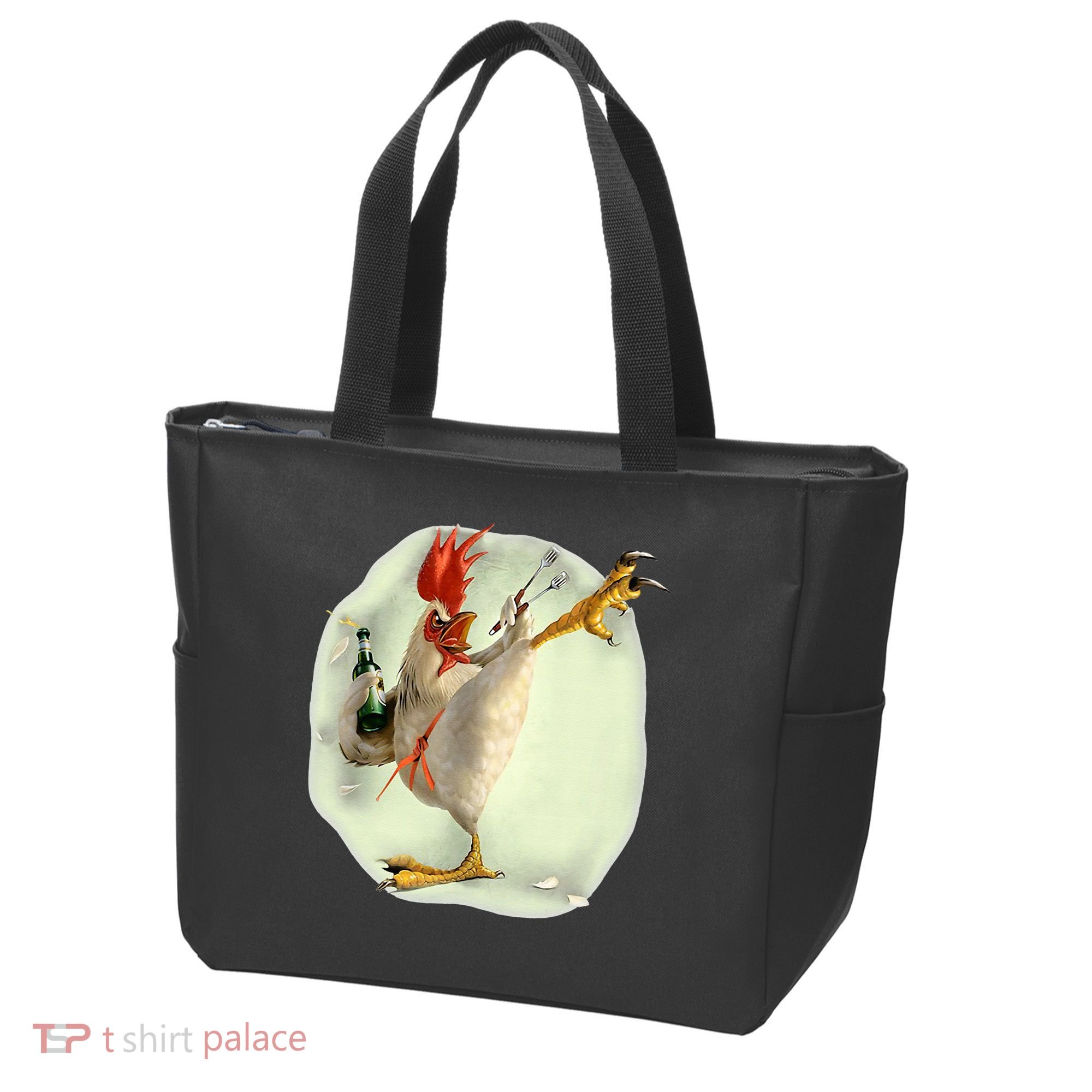 Chicken Beer Karate Kick Cool Chicken Funny Chicken Farmer Tote Bag