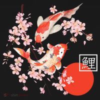 Cherry Blossom Koi Carp Fish Japanese Sakura Graphic Art Backpack thumb 2