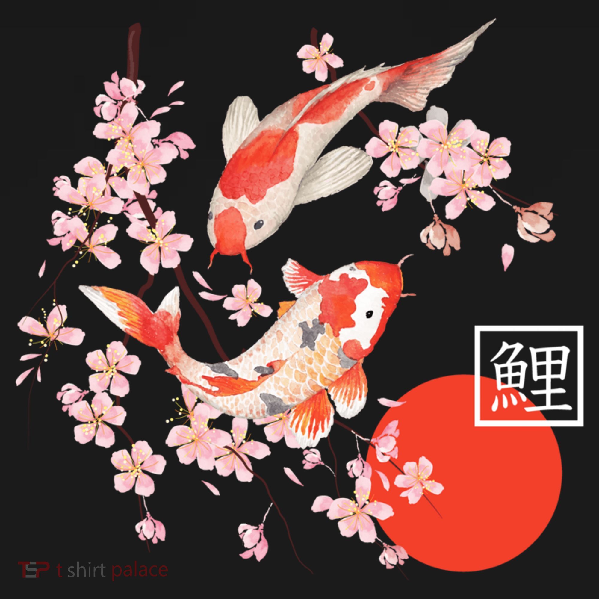Cherry Blossom Koi Carp Fish Japanese Sakura Graphic Art Backpack