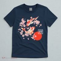 Cherry Blossom Koi Carp Fish Japanese Sakura Graphic Art T-Shirt thumb 5