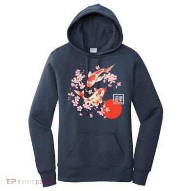 Cherry Blossom Koi Carp Fish Japanese Sakura Graphic Art Women's Hoodie