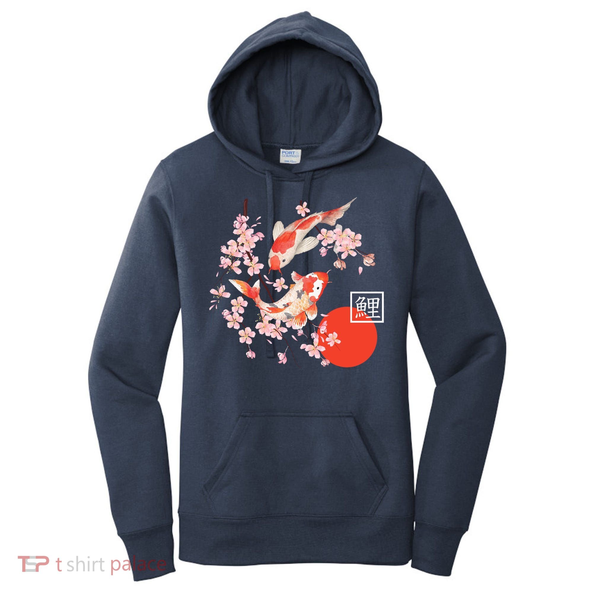 Cherry Blossom Koi Carp Fish Japanese Sakura Graphic Art Women's Hoodie