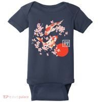 Cherry Blossom Koi Carp Fish Japanese Sakura Graphic Art Baby Bodysuit thumb 0