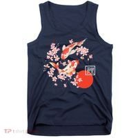 Cherry Blossom Koi Carp Fish Japanese Sakura Graphic Art Tank Top thumb 0
