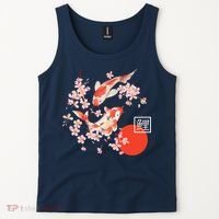 Cherry Blossom Koi Carp Fish Japanese Sakura Graphic Art Tank Top thumb 2
