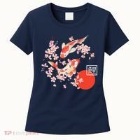 Cherry Blossom Koi Carp Fish Japanese Sakura Graphic Art Women's T-Shirt thumb 0