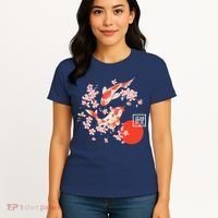 Cherry Blossom Koi Carp Fish Japanese Sakura Graphic Art Women's T-Shirt thumb 4