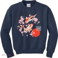 Cherry Blossom Koi Carp Fish Japanese Sakura Graphic Art Kids Sweatshirt thumb 0