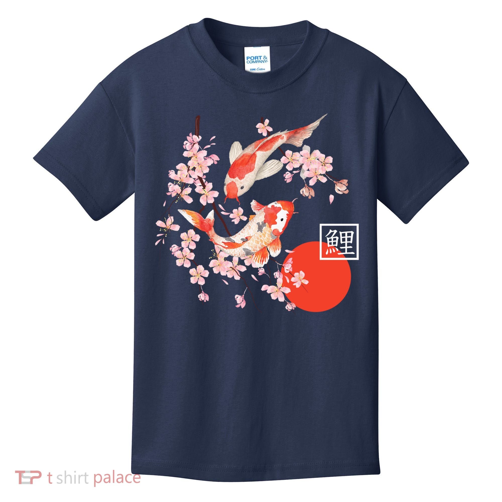 Cherry Blossom Koi Carp Fish Japanese Sakura Graphic Art Kids T-Shirt