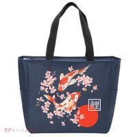 Cherry Blossom Koi Carp Fish Japanese Sakura Graphic Art Tote Bag thumb 0
